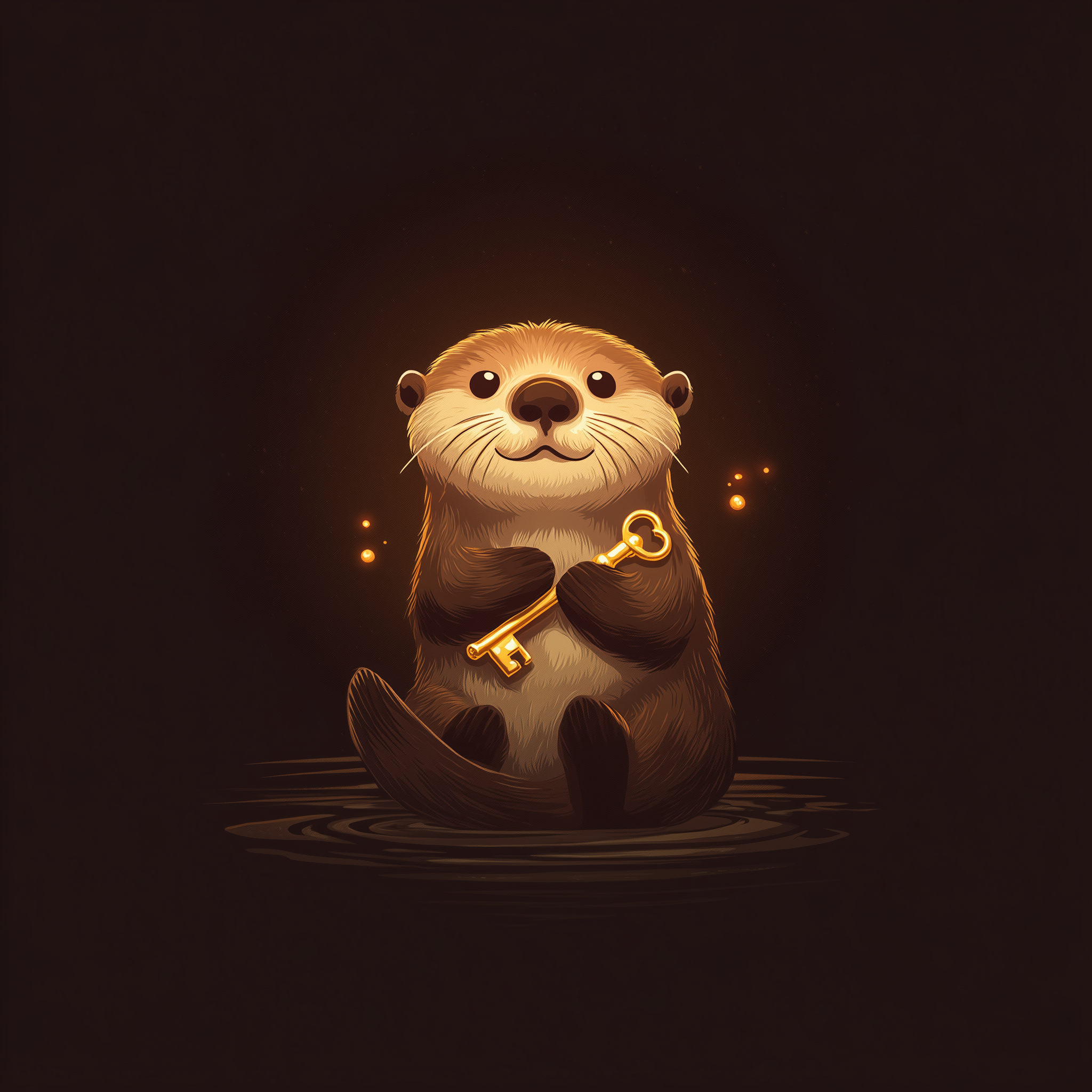 Otto the otter holding a golden key